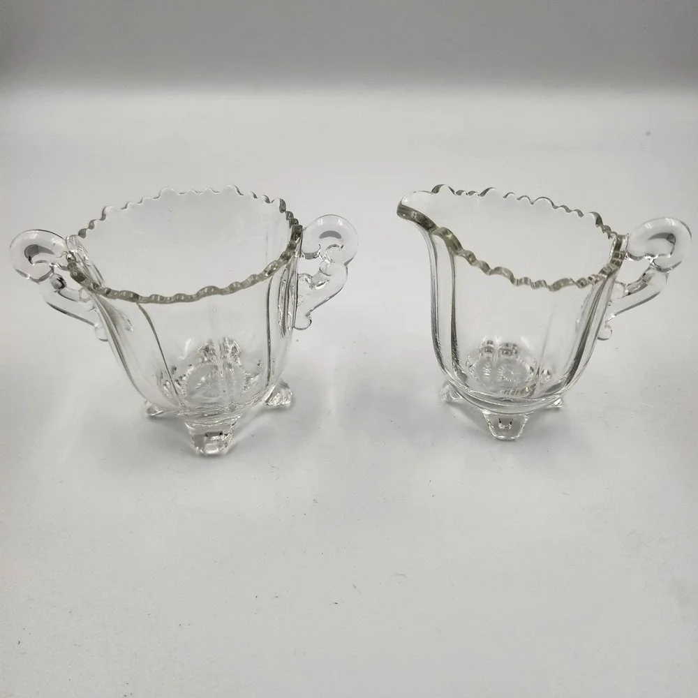 Cambridge Glass Martha Clear‎ Sugar And Milk Creamer Pitcher 1950's